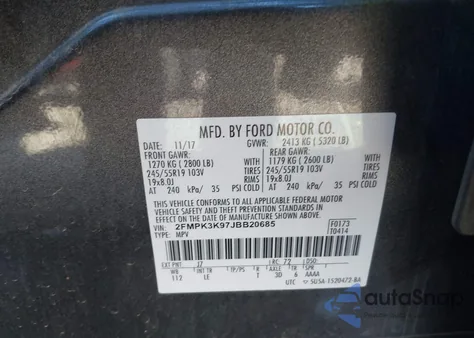 2018 Ford Edge Titanium из США, поврежденный, VIN 2FMPK3K97JBB20685